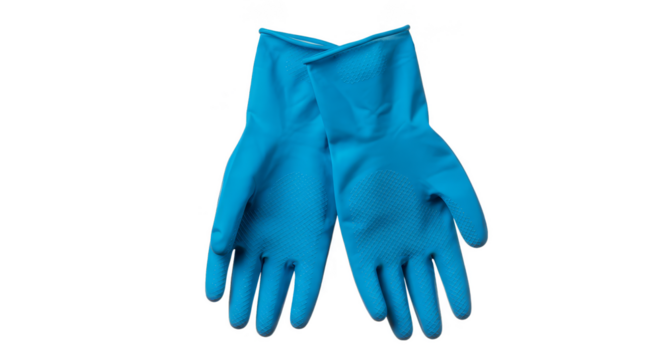 Isolated Blue Rubber Gloves For Cleaning Protective Equipment PNG