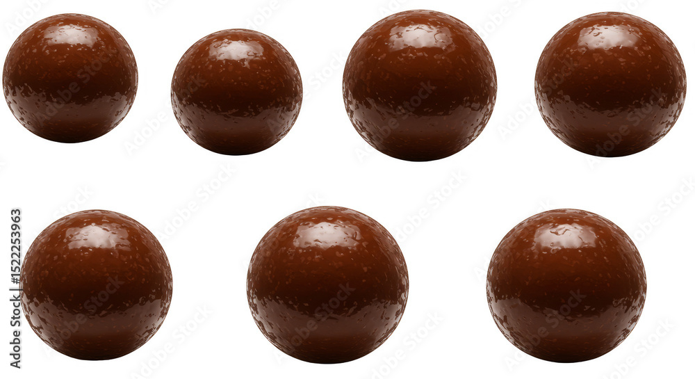 Fototapete isolated background with group of chocolate spheres in 3d rendering