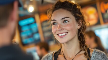 Food Truck Customer Interaction with Shallow Depth of Field and Clean Composition for Street Food Ads