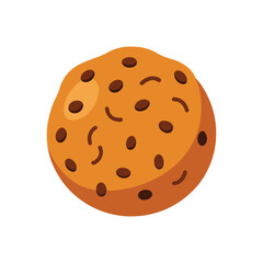 Delicious chocolate chip cookie illustration on white background ready to eat