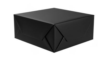 Isolated Black Gift Package Box Wrapped in Paper for Celebration