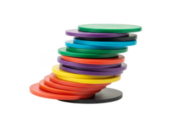 Isolated Background Stack of Colorful Circular Shapes on Transparent Backdrop