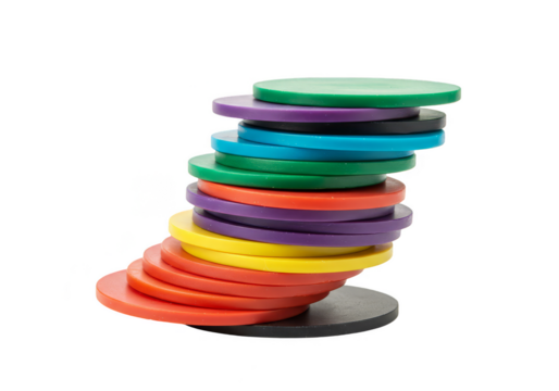 Isolated Background Stack of Colorful Circular Shapes on Transparent Backdrop