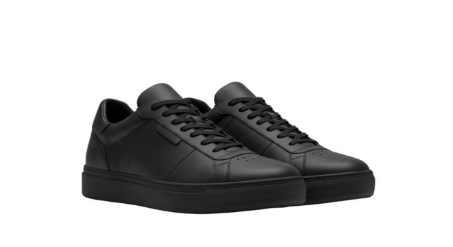 Isolated Black Sneakers Shoes Footwear Fashion With Transparent Background