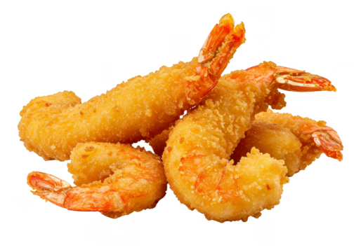 Isolated Crispy Fried Shrimps Transparent Background With Delicious Golden Prawns