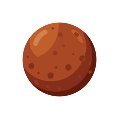 Cartoon illustration of the planet mars with craters against a white background