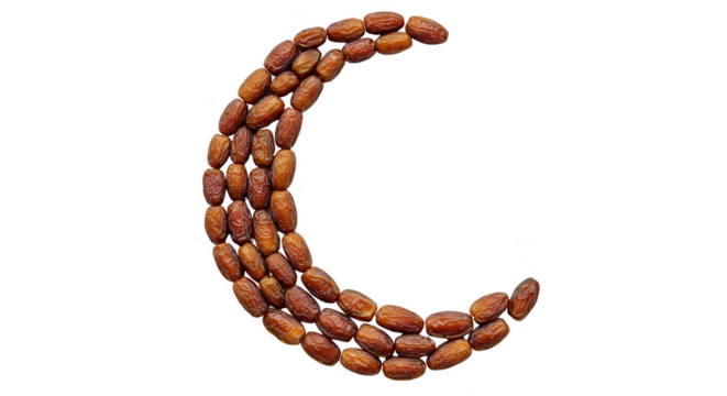 Isolated Dates Fruit Crescent Moon Composition for Ramadan Transparent