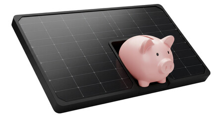 Illustration of Piggy Bank Digital Wallet with Black Card for Saving