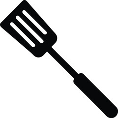 Stylized Black Silhouette of a Spatula – Minimalistic Kitchen Tool Icon with Slots