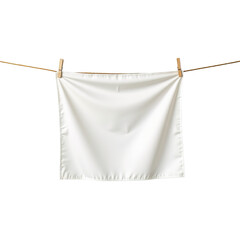 White Fabric Sheet Hanging on Clothesline Under Natural Lighting for Textile Background and Design Projects