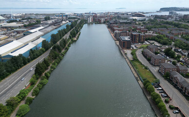 city of Cardiff suburban housing, flats and apartments Bute East Dock redevelopment Cardiff,  Wales 