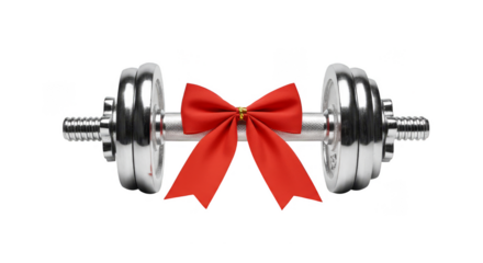 Isolated Dumbbell with Red Bow Illustration on Transparent Background