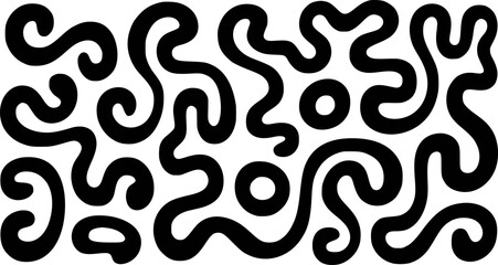 Abstract black and white pattern with curvilinear shapes