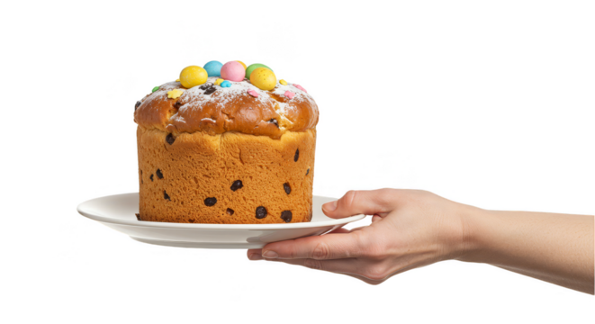 Isolated Easter Cake Holding on Plate for Celebration Holiday Food - Powered by Adobe