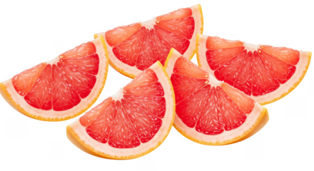 Illustration of Red Grapefruit Slices Fresh Cut Citrus Fruit
