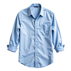 Crisp Light Blue Dress Shirt with Button Front and Rolled Sleeves for Casual and Formal Attire