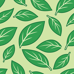 Fototapeta premium Leaf Seamless Pattern – Natural Botanical Background with Repeating Foliage Design
