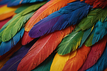 Fototapeta premium Blue and yellow macaw showing colorful feathers in a tropical setting.