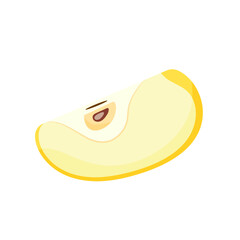 Slice of cut yellow sweet apple. Natural fruits, hand drawn.