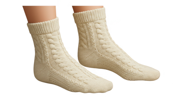 Isolated Cream Wool Socks a Pair of Cozy Knitted Winter Footwear