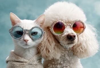 Cat and Dog Fashionistas with Glamorous Sunglasses