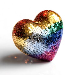 Shiny Rainbow Disco Heart for Pride Celebration and LGBTQ+ Love