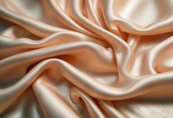 Obraz premium Soft peach satin fabric draping elegantly in natural light