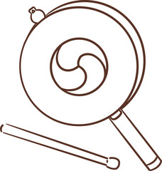 Sogo korean music instruement outline style clipart