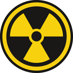 Fototapeta premium Radiation Symbol Icon – Black Trefoil on Yellow Circle Background Representing Radioactivity