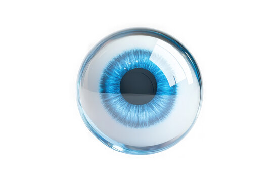 Realistic blue eye eyeball iris pupil cornea vision sight health medical ophthalmology anatomy 3d render isolated on transparent background