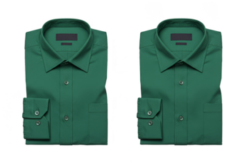 Isolated Green Dress Shirts with Folded Design and Transparent Background