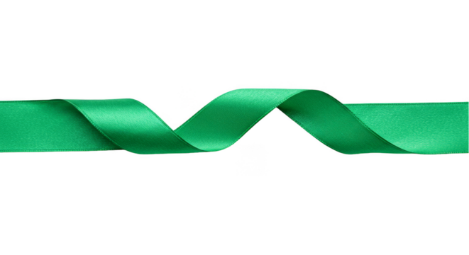 Isolated Green Ribbon Silk Decorative Texture Design Element on Black