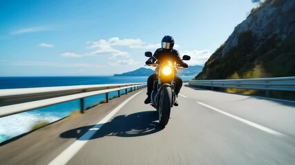 Thrilling motorcycle journey along scenic coastal highway with stunning ocean views