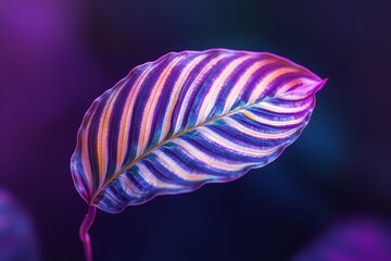 Vibrant, multicolored leaf with striking striped pattern.