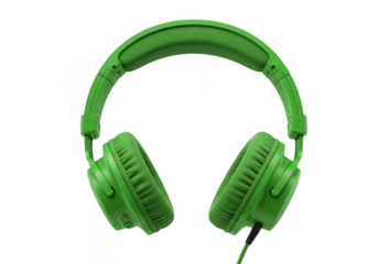 Isolated Green Headphones Audio Music Device on Transparent Background