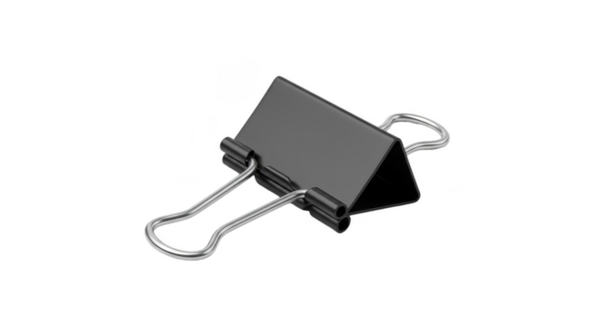 Isolated Gray Metallic Clip Paper Binder Stationery 3D Illustration