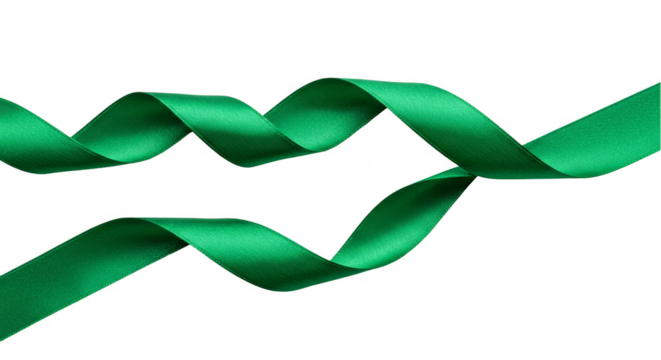 Isolated Green Silk Ribbon Curve Elegant on Transparent Background