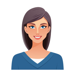 Fototapeta premium Flat Vector. Portrait of only one Woman. Simple Background.