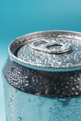 Close-up of aluminum can opener. Cold refreshing drink