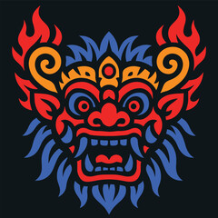 Bali Barong Mask Logo Vector