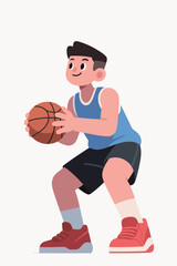 Basketball Player Holding Ball in Action Pose ready to shoot ball and score points in game 