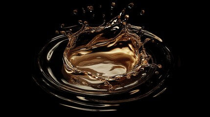 Captivating Splash of Liquid with Dynamic Droplets and Ripple Effects Against a Black Background for Stunning Visual Impact