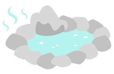 rocky open-air hot spring bath illustration
