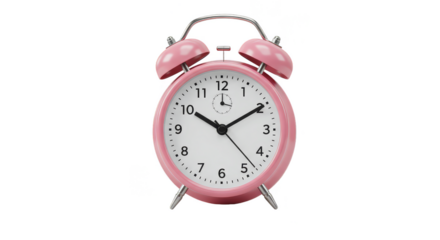 Isolated Pink Alarm Clock Marking Time Transparent Background PNG