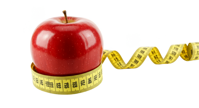 Isolated Image of Red Apple and Measuring Tape On Transparent Background