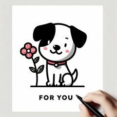  Adorable Puppy with Flower Gift  
