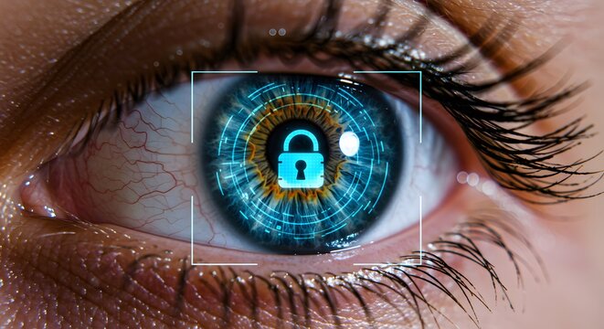Data Protection Biometric Security Iris Scan Technology for Enhanced Protection Face Recognition Face Unlock Cyber Security