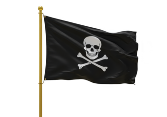 Isolated Pirate Flag Featuring Skull and Crossbones on Transparent Background