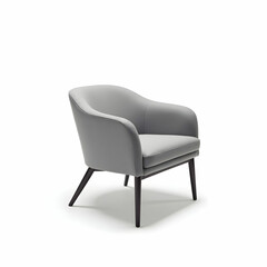 Fototapeta premium A sleek light grey swivel armchair with ergonomic design.