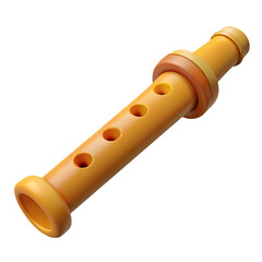 Naklejka premium Orange cartoon recorder flute isolated on transparent background